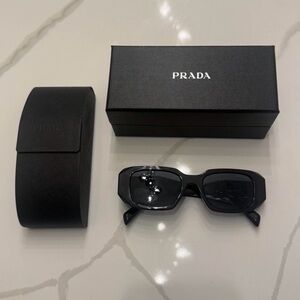 Prada unisex Black Rectangular Sunglasses